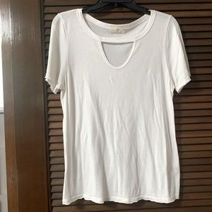 t.la Anthropologie keyhole cutout white tee